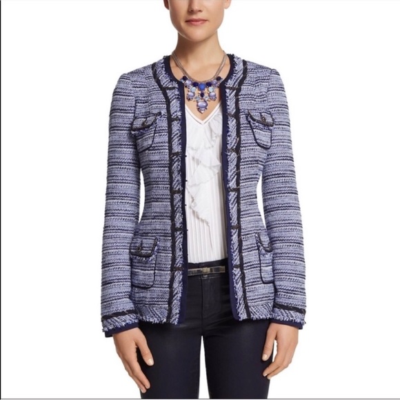 White House Black Market Tweed Jacket in Blue - Picture 2 of 7